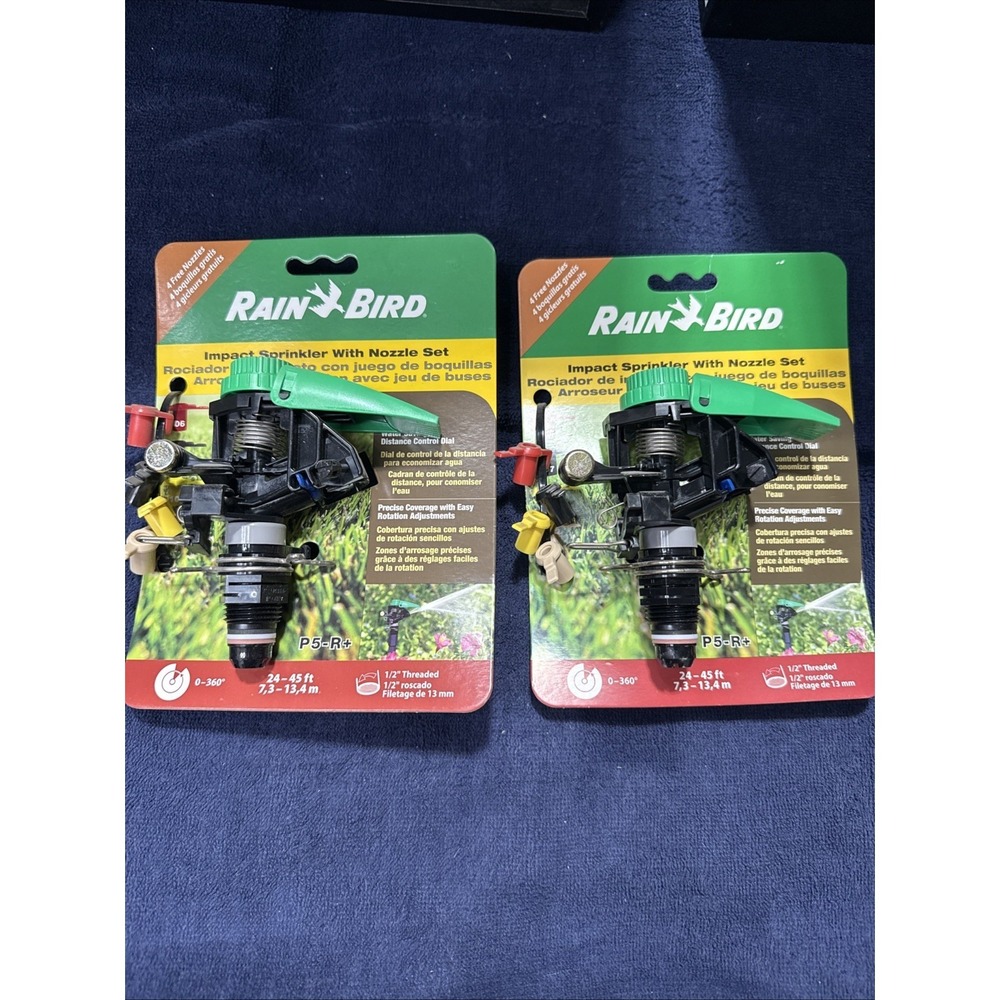 Bundle Of 2 RAIN BIRD Impact Sprinkler w/Nozzle Set #P5-R  Adjustable 0 - 360*